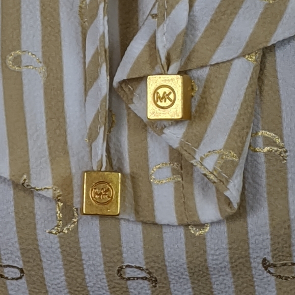 NWT MICHAEL KORS Khaki/White Stripe Top Sz S - Picture 4 of 14